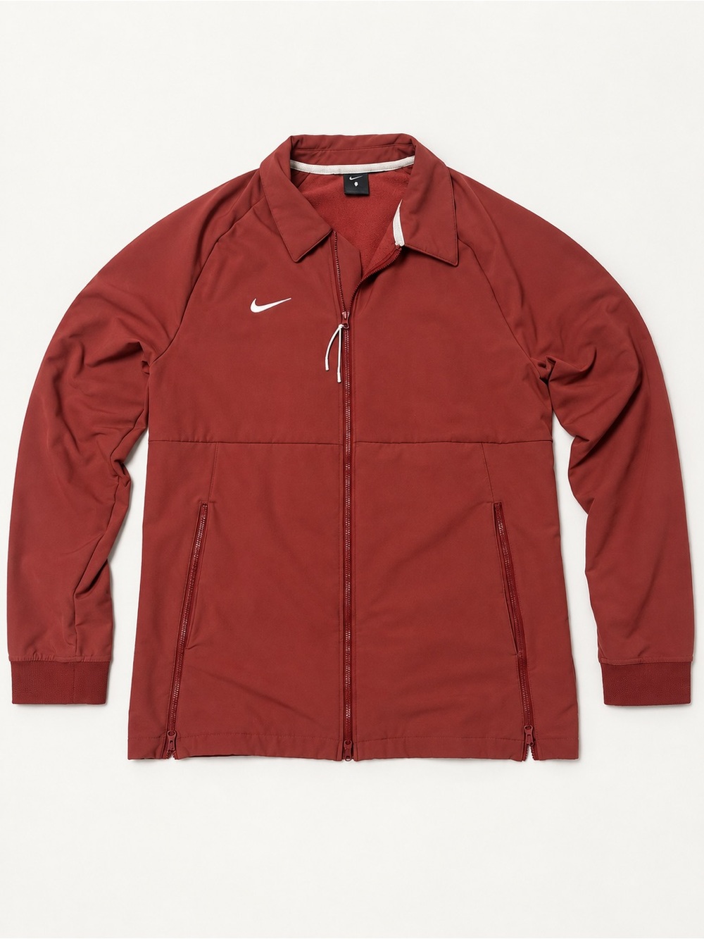 Nike Men's Windbreaker Jacket - Brick Red with White Swoosh